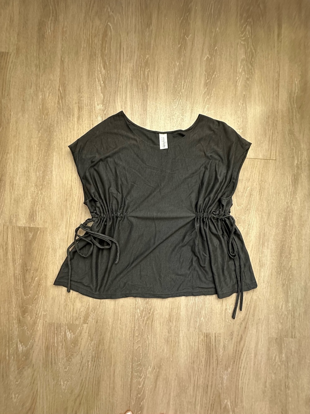 Simplicity Dark Grey Adjustable Cinch Waist Side Tie Top